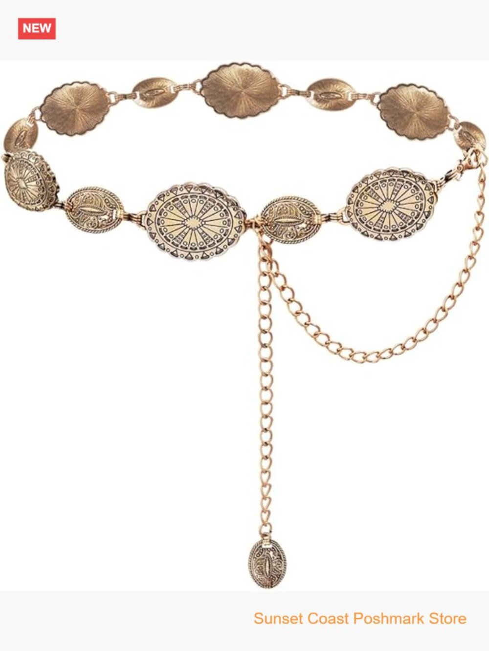 Western Metal Concho Belt for Women Cowgirl Chain Belt for Dresses Jeans